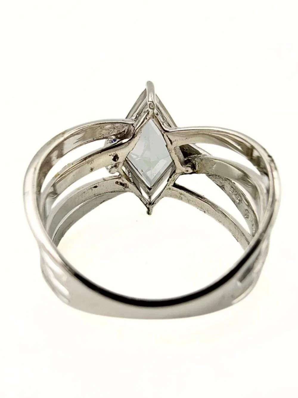 Contemporary Marked Sterling Silver Lozenge Cut Mystic Topaz Ring Sz 10